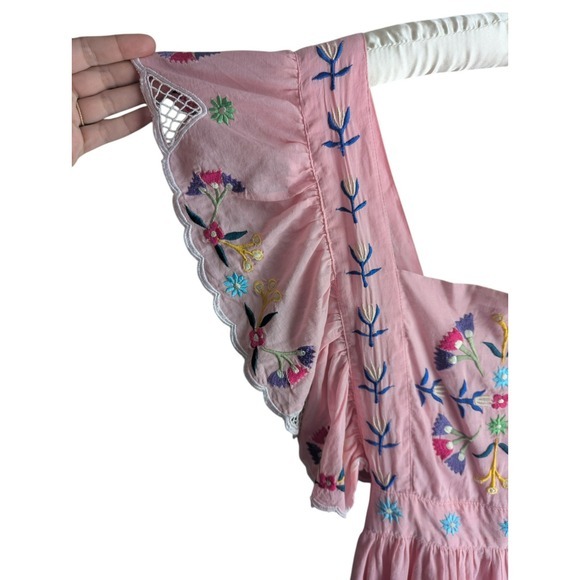 Celia B Midi Dress size L Wild Rose tiered ruffle criss cross back resort - Picture 5 of 12